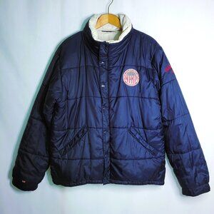 Polo Ralph Lauren Reversible Jacket Men Large Black Cream Bomber Puffer Vintage